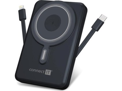 CONNECT IT Powerbanka TravelCharge, MagSafe, 10000mAh, USB-C, Lightning, Šedá