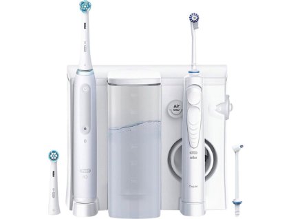 Oral-B Oral Health Center + iO Series 4 White set elektrického zubního kartáčku a ústní sprchy, bílá