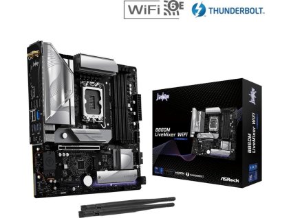 ASRock MB Sc LGA1851 B860M LiveMixer WiFi, Intel B860, 4xDDR5, 1xThunderbolt, 1xHDMI, WiFi, mATX