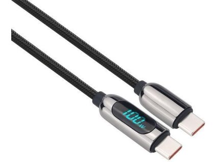 Solight USB-C kabel s displejem, USB-C konektor - USB-C konektor, 100W, 2m