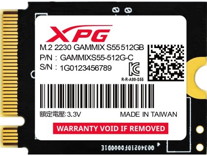 ADATA SSD 512GB XPG GAMMIX S55, PCIe Gen4x4, M.2 2230, (R:5000/ W:3000MB/s)