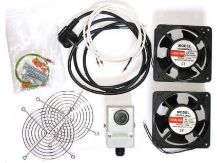 19" ventilace pro nástěnné rozvaděče XtendLan, termostat, 2 ventilátory, napájecí kabel, spojovací materiál