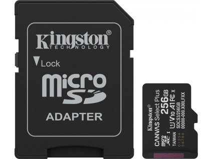 Kingston MicroSDXC karta 256GB Canvas Select Plus, U1, V10, A1, SD Adaptér