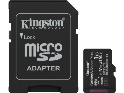 Kingston MicroSDXC karta 1TB Canvas Select Plus, U3, V30, A1, SD Adaptér