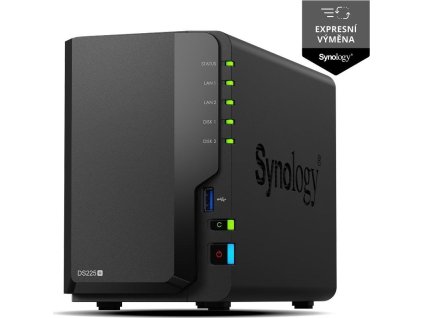 Synology DS225+ DiskStation (4C/CeleronJ4125/2,0-2,7GHz/2GBRAM/2xSATA/2xUSB3.2Gen1/1x2,5GbE/1xGbE)
