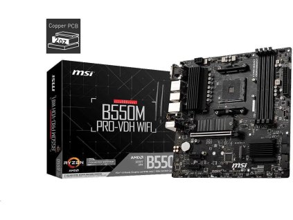 MSI MB Sc AM4 B550M PRO-VDH WIFI, AMD B550, 4xDDR4, VGA, mATX