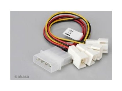 AKASA redukcia kábla Molex na 4x 3-pinový konektor ventilátora