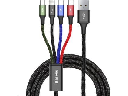 Baseus 4v1 Lightning + 2* USB-C + Micro USB 3,5A 1,2 m rýchly nabíjací/dátový kábel, čierny