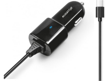 Aligator nab. do auta USB-C s USB TCH 2,4A černá