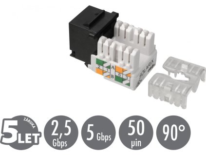 Zařezávací keystone Solarix CAT5E UTP svorkovnice 90° SXKJ-5E-UTP-BK-90
