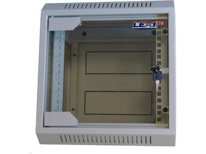 LEXI 10" nástenný 6U rack, šírka 310 mm, hĺbka 260 mm, sklenené dvere, zváraná konštrukcia, sivá farba