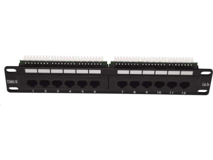 10" Patch panel LEXI-Net 12port, UTP, Cat5E, duální svorkovnice, černý