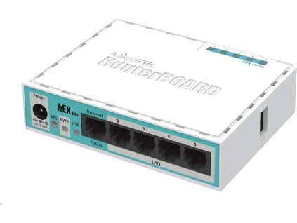 MikroTik RouterBOARD hEX lite, 850MHz CPU, 64MB RAM, 5x LAN, vrátane. Licencia L4