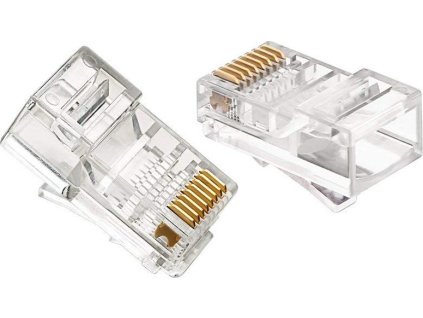 Konektor RJ45 nestíněný UTP CAT6 krimpovací pro kulaté kabely, balení 10ks

- RJ45 8P8C  8 pinů
- Nestíněný konektor + vložka
- Vhodné na lanko a drát Cat6
- 2 x prong
- Prodejní balení 1 ks (větší balení po 100ks)
- Material kontaktů: Phosphor
