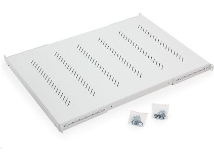 TRITON Regál s perforáciou 19", 1U/650 mm, nosnosť 150 kg, sivý