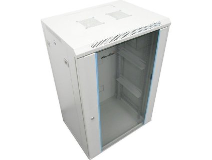 XtendLan 19" nástěnný rozvaděč 22U 600x450, nosnost 60 kg, skleněné dveře, svařovaný, šedý