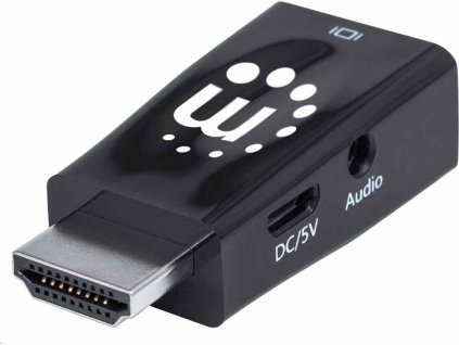 Adaptér Manhattan HDMI na VGA, mikrokonvertor, HDMI samec na VGA samica, audio, čierny