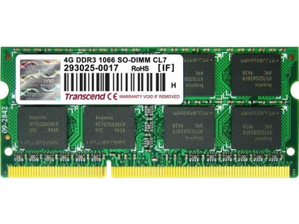 SODIMM DDR3 4GB 1066MHz TRANSCEND 2Rx8 CL7, maloobchod