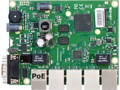 MikroTik RouterBOARD RB450Gx4, štvorjadrový procesor ARM 716MHz, 1GB RAM, 5x LAN, vrátane. Licencia L5