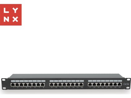 LYNX 19" patch panel  24-port, FTP Cat5e, 50µ, stíněný, černý