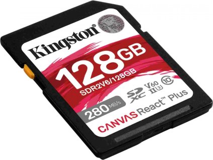 Kingston SDXC karta 128GB Canvas React Plus, UHS-II, U3, V60, R:280/W:100MB/s