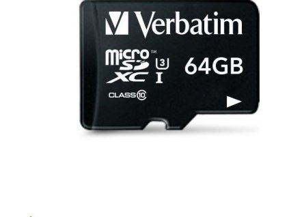 Karta VERBATIM MicroSDXC 64GB Pro, U3 + adaptér
