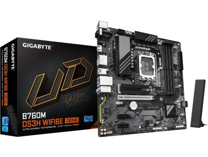 GIGABYTE MB Sc LGA1700 B760M DS3H WIFI6E GEN5, Intel B760, 4xDDR5, 2xDP, 1xHDMI, mATX
