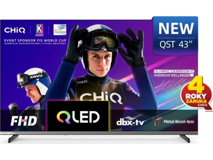 CHiQ L43QST TV 43", FHD, QLED, ultratenká, Android14, Dolby Audio, Frameless