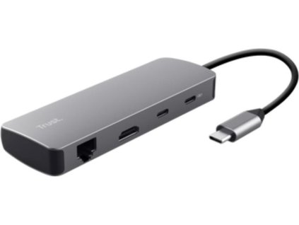 TRUST Dokovací stanice DALYX USB-C, 8v1, HDMI, RJ45, 2xUSB-C, 2xUSB-A, microSD/SD karta, šedá