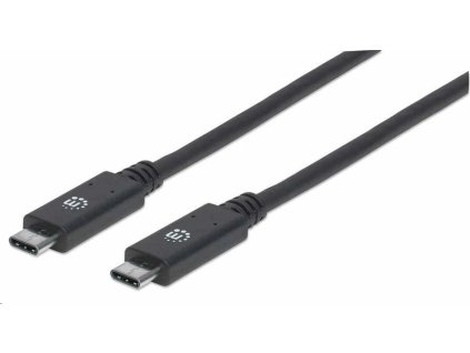 Kábel Manhattan USB-C, USB 3.1 Gen 2, USB-C samec na USB-C samec, 10 Gb/s, 5 A, 1 m, čierna