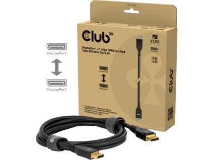 Club3D Kabel DisplayPort 2.1 na DisplayPort 2.1, VESA DP80, 8K240Hz/10K60Hz (M/M), 2m, černá