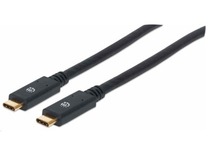 Kábel Manhattan USB-C, USB 3.1, Gen 1, USB-C samec na USB-C samec, 5 Gb/s, 2 m, čierna
