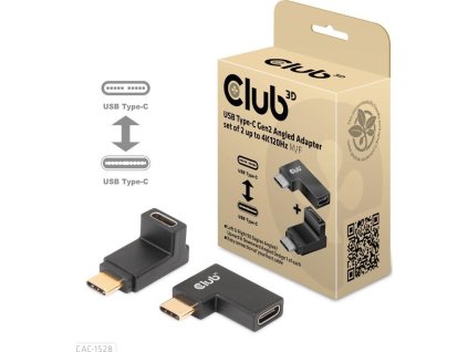 Club3D set adapterů USB-C Gen2 angled adapter set of 2, 4K120Hz, 240W, (M/F)