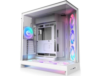 NZXT skříň H9 Flow ARGB+ dvoukomorová ATX / 6xRGB 140 mm / 1x 120mm fan / prosklená / controller / bílá