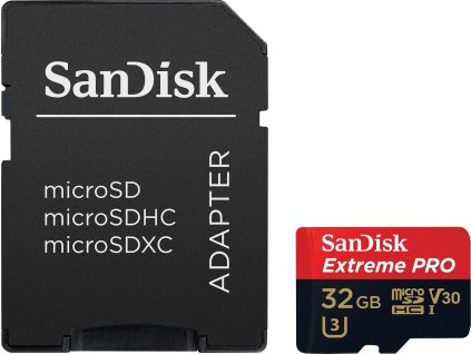 SanDisk Micro SDXC karta 32GB Extreme PRO (100MB/s, Class 10 UHS-I V30) + adaptér