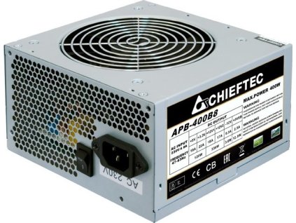 CHIEFTEC Value napájací zdroj, APB-400B8, 400W, ATX-12V V.2.3 , typ PS-2 s 12 cm ventilátorom, aktívne PFC, 230 V