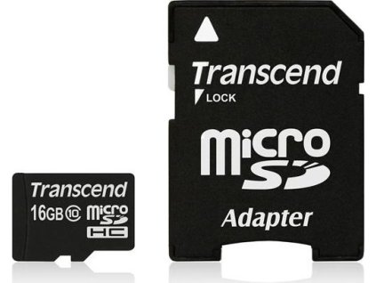 Karta TRANSCEND MicroSDHC 16 GB triedy 10 + adaptér
