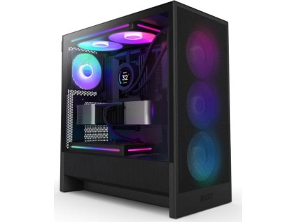 NZXT skříň H5 Flow RGB edition / 1x360 mm RGB core fan / 1x120mm / USB 3.0 / USB-C 3.1 / průhledná bočnice / mesh /černá