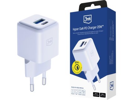 3mk síťová nabíječka Hyper GaN Charger 20W, bílá
