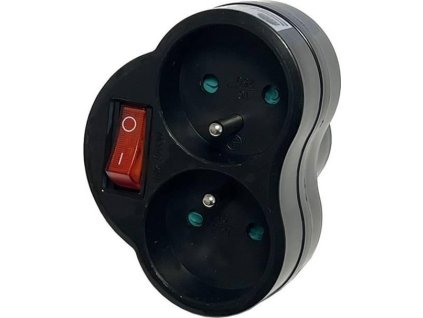 Konnoc DX-R2S rozbočka dvojzásuvka s vypínačem černá