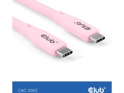 Club3D Kabel USB-C 4.0, 20Gbps, 4K60Hz, PD 240W, 2m, růžová