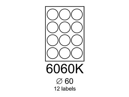 etikety RAYFILM 60mm kruh univerzálne biele R01006060KA (100 list./A4)