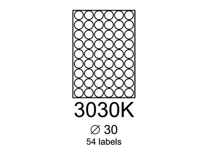 etikety RAYFILM 30mm kruh univerzálne biele R01003030KA (100 list./A4)