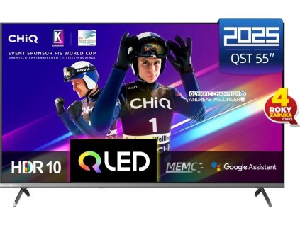 CHiQ U55QST TV 55", UHD, QLED, ultratenká, Google TV, DLG 120 Hz, Dolby Audio, Frameless, metalická