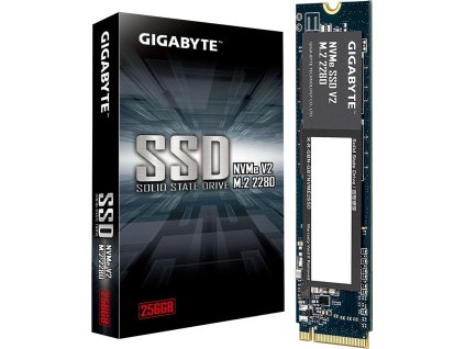 GIGABYTE SSD NVMe V2 256GB, PCIe Gen3x4, M.2 2280, (R:3200MB/s,W:1200MB/s)