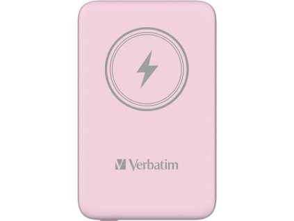 VERBATIM Powerbanka Charge 'n' Go, Magnetická, 10000 mAh, USB-C, Růžová