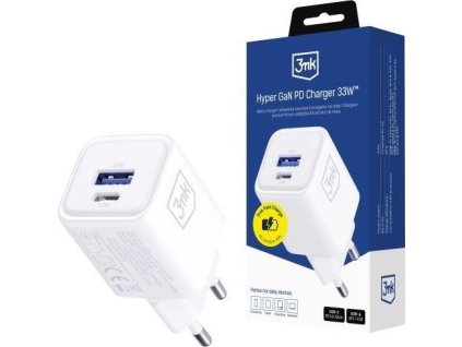 3mk napájecí adaptér Hyper Charger PD 33W GaN QC4+ PPS AFC FCP SCP 1A1C  White