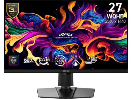 MSI MPG/271QR QD-OLED X50/26,5"/QD-OLED/QHD/500Hz/0,03ms/Černá/3R