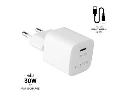 FIXED nabíječka, USB-C,USB-C/USB-C kabel,1m, 30W