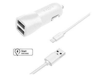 FIXED 2xUSB, USB/Lightning,1m MFI, 15W, bílá